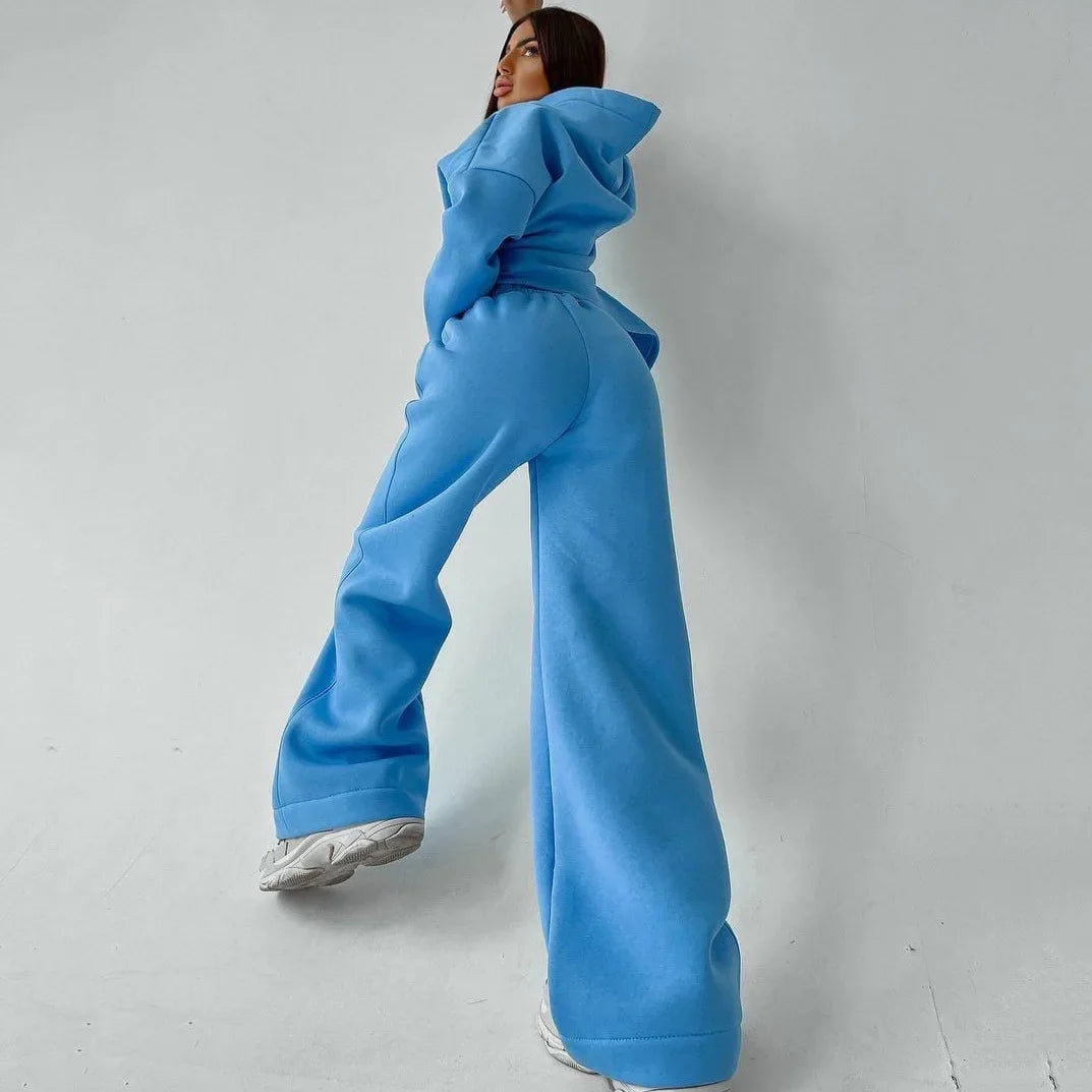 Casual Sport Tracksuit Women Hooded Two Pieces Set