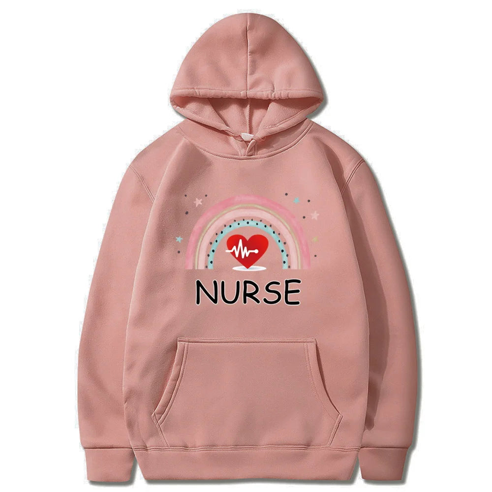 Women Hoodies Casual Nurse Print Fashion Sweatshirts