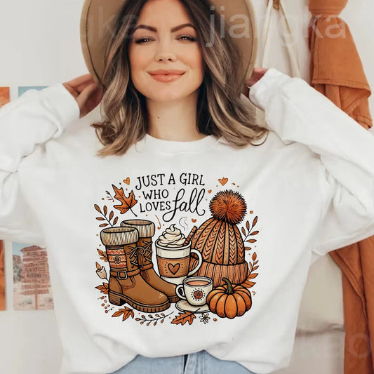 Just Girl Who Loves Fall Print Sweatshirt