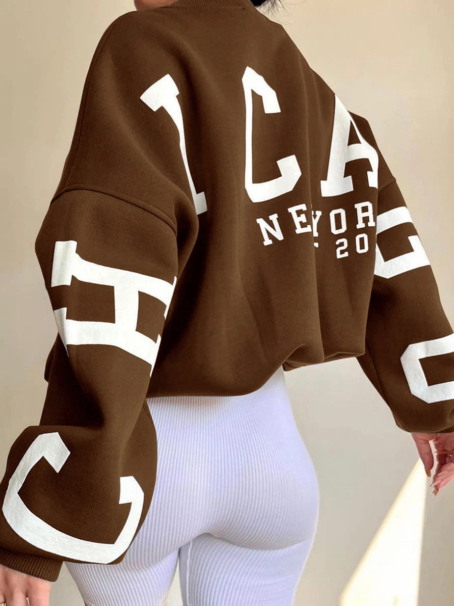 Women Oversized Loose Hoodie Sweatshirt Letter Print