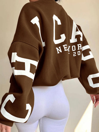 Women Oversized Loose Hoodie Sweatshirt Letter Print