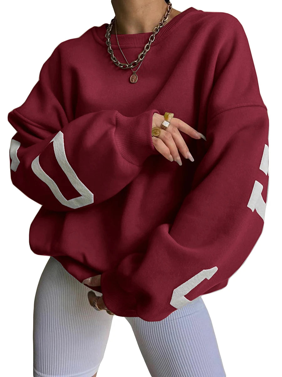 Women Oversized Loose Hoodie Sweatshirt Letter Print