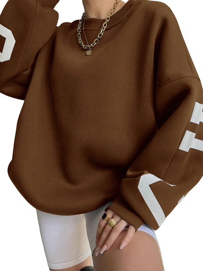 Women Oversized Loose Hoodie Sweatshirt Letter Print