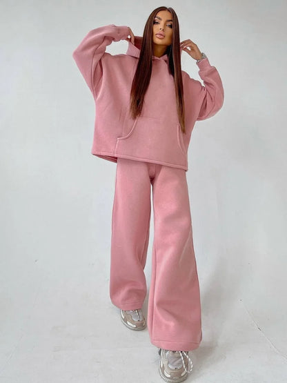 Casual Sport Tracksuit Women Hooded Two Pieces Set