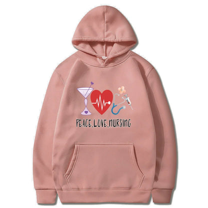 Women Hoodies Casual Nurse Print Fashion Sweatshirts