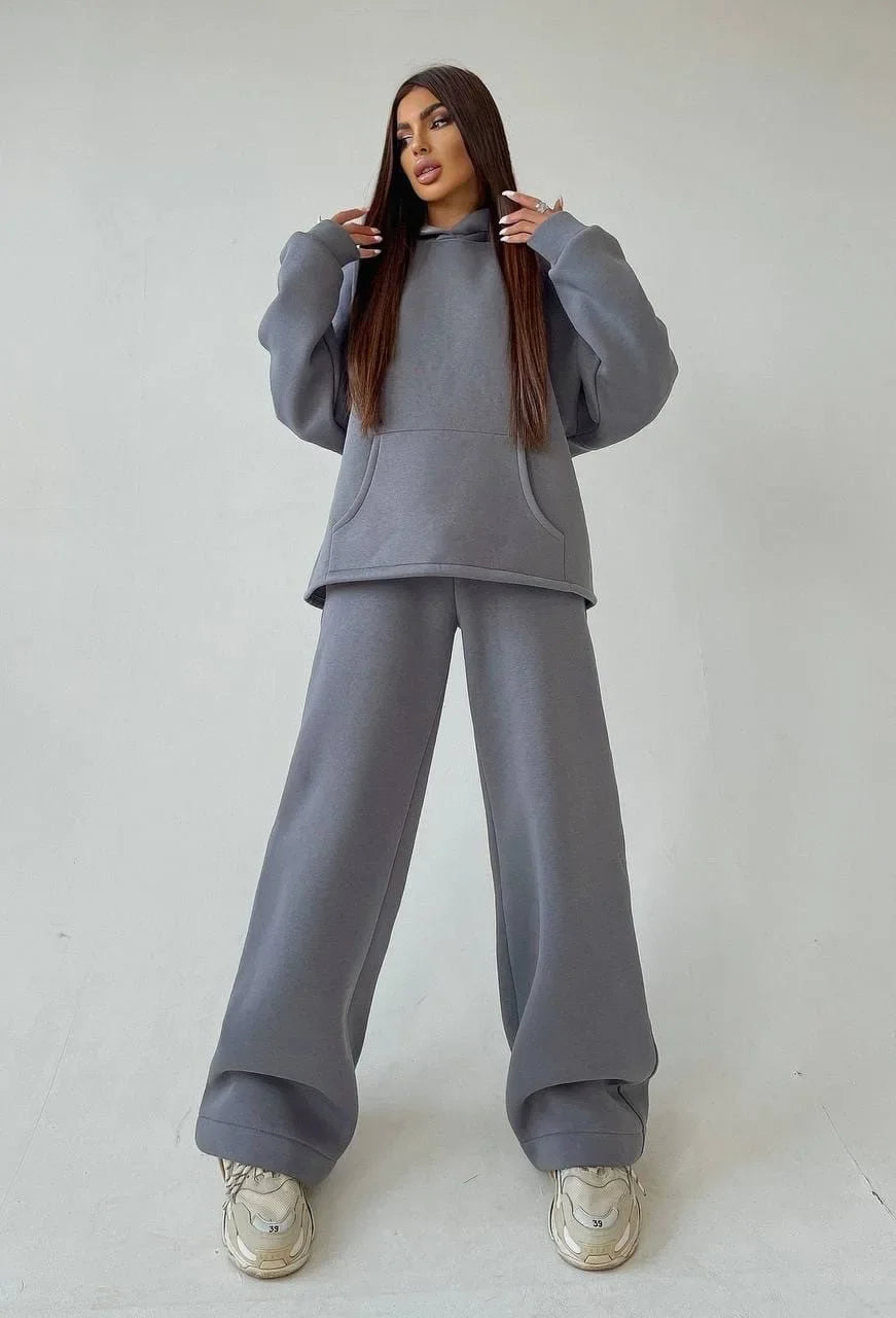 Casual Sport Tracksuit Women Hooded Two Pieces Set