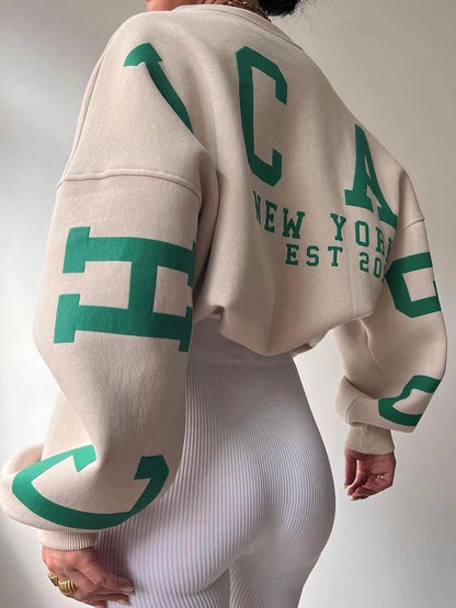 Women Oversized Loose Hoodie Sweatshirt Letter Print