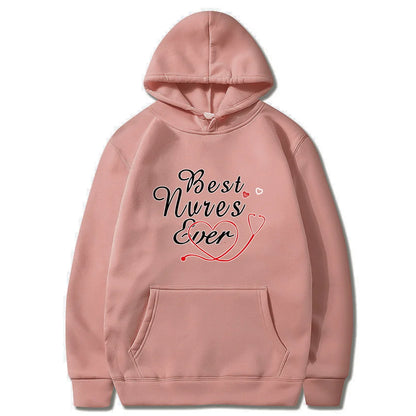 Women Hoodies Casual Nurse Print Fashion Sweatshirts