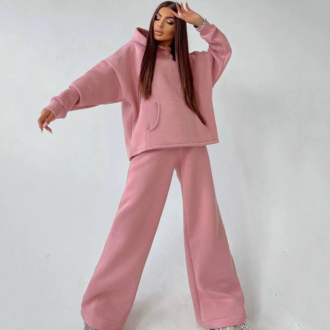 Casual Sport Tracksuit Women Hooded Two Pieces Set