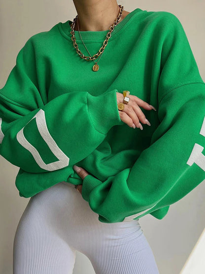 Women Oversized Loose Hoodie Sweatshirt Letter Print