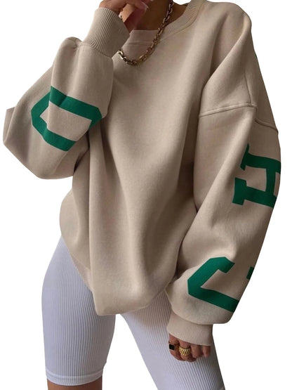 Women Oversized Loose Hoodie Sweatshirt Letter Print